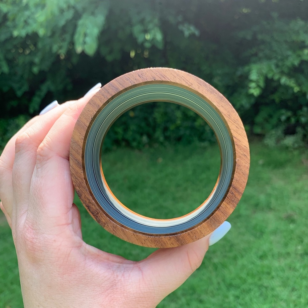 Striped Resin & Wood Bangle - Picture 3 of 9